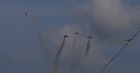 Group of Expert Pilots Perform Maneuvers During Flight Demonstration Stock Footage 271148770