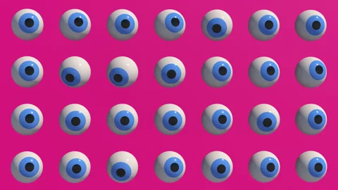 Group of eyeballs. Pink background. Abstract animation, 3d render. Stock Footage 223004863