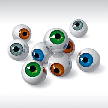 Group of eyeballs on white background Stock Illustration