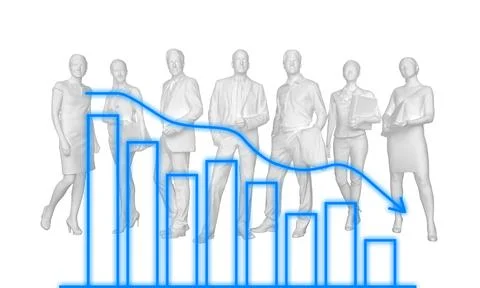 Group of faceless people with a downgrade schedule Stock-Illustration