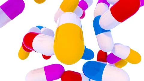 Group of falling capsules Stock Illustration