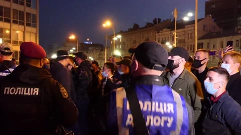 Group of far right activists protesting against pride night rally Stock Footage 140963920