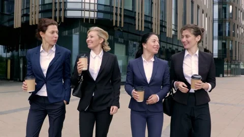 Group of female office worker clinking a cup of coffee, coffee during Stock Footage 135825206