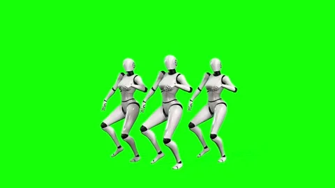 A GROUP OF FEMALE ROBOT DANCING JOY A STYLE OF MUSIC CALLED TOXI DANCE Stock Footage 226585450
