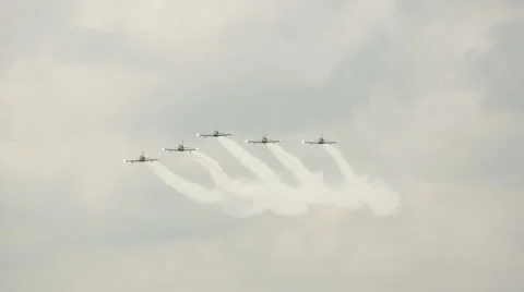 Group of fighter jets flying in sky Stock Footage 43400096