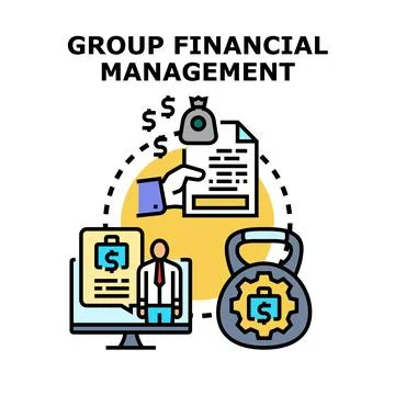 Group financial management concept presenting business investment Stock Illustration
