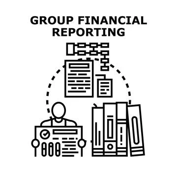 Group financial reporting process concept illustration Stock Illustration