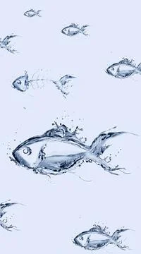 Group of  Fish and Fishbone Stock Illustration