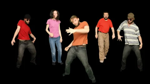 Group of five dancers  alpha matte. Stock Footage 27456267