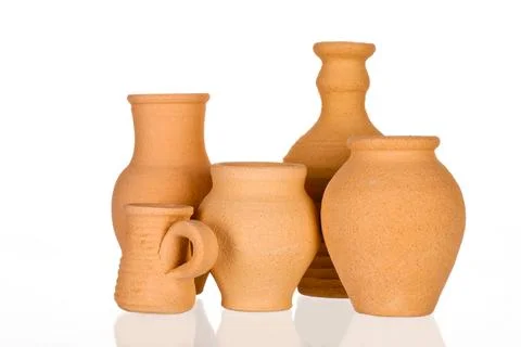 Group of five old crocks Stock Photos