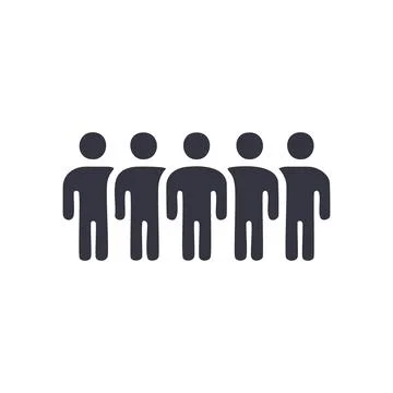 Group of five people icon. Simple black silhouette icon depicting five indi.. Stock Illustration