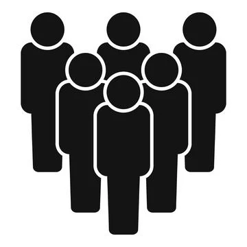 Group of five people standing close together icon Stock Illustration