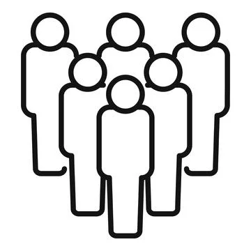 Group of five people standing close together icon Stock Illustration