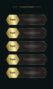 Group of FIVE Premum button, symbol, icon, multipurpose Infographic Vector, i Illustrazione stock