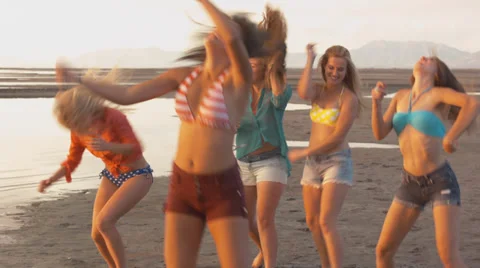Group of Five Teenage Girls Dancing For ... | Stock Video