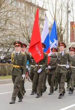 Group with flags. Stockfoto's