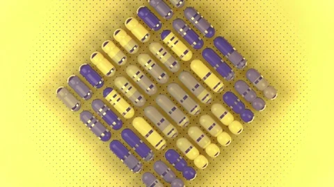 Group of floating rectangular capsules. 3d rendering loop animation 4K Stock Footage 281547018