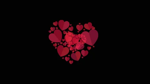A group of flying hearts on the screen a congratulation on Valentine Day. Motion Video stock 123051108