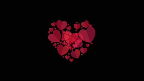 A group of flying hearts on the screen a congratulation on Valentine Day. Motion Stock Footage 123051119