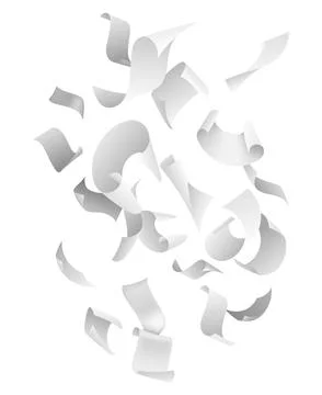 Group flying papers. Falling chaotic empty white realistic paper sheets Stock Illustration