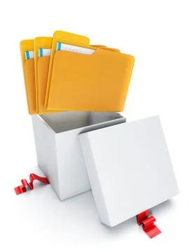 Group folders out of the open box. gift files Stock Illustration