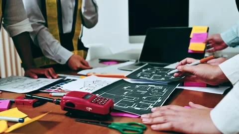 Group of foreman construction engineers discussing Stock Footage 146628753