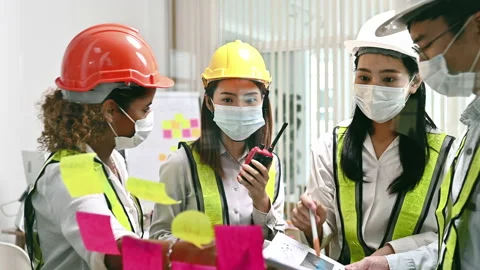 Group of foreman construction engineers discussing Video stock 146628861