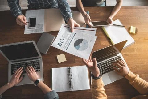 Group of founders working on startup project Stock Photos
