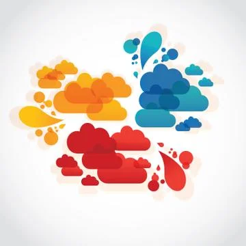 Group of four lava speech clouds Stock Illustration