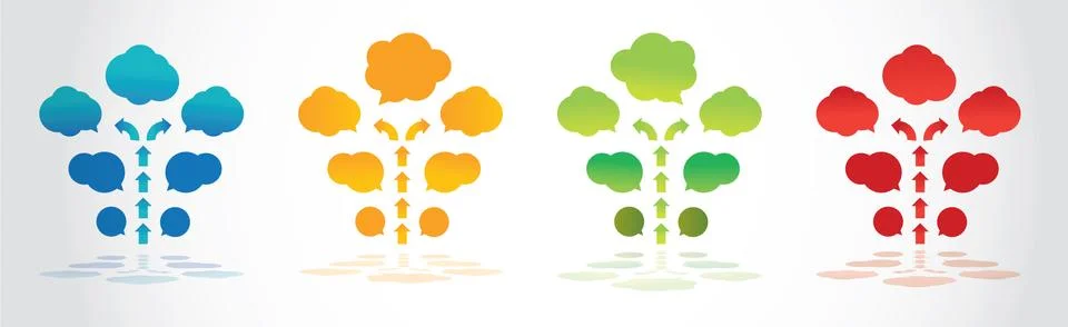 Group of four lava speech clouds Stock Illustration