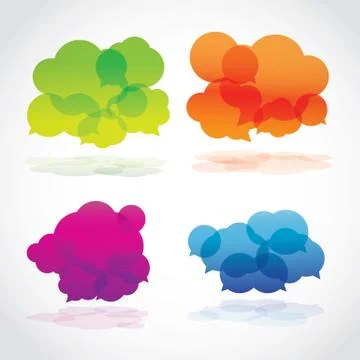 Group of four lava speech clouds Stock Illustration