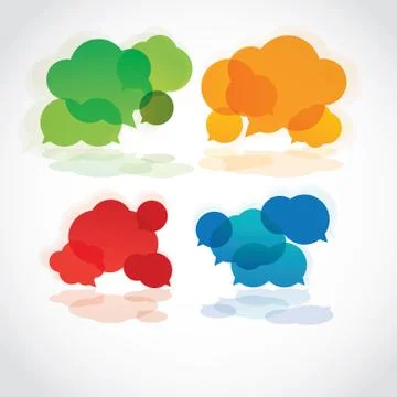 Group of four lava speech clouds Stock Illustration