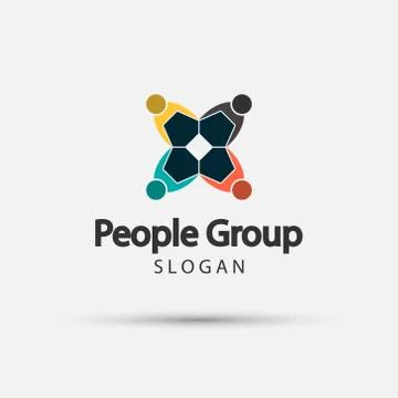 Group four people logo handshake in a circle,Teamwork icon,Vector illustratio Stock Illustration