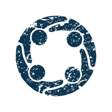 Group of Four People Logo scratched icon style Stock Illustration