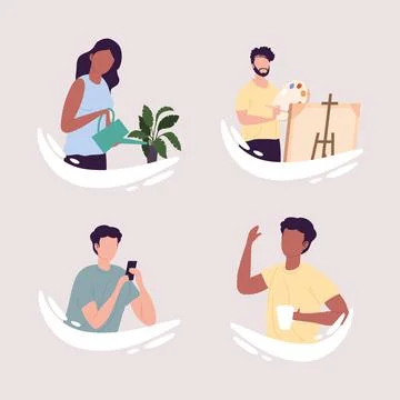 Group of four persons Stock Illustration