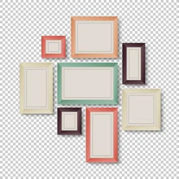 Group of Frames on Transparent Background in Hipster Colors Illustrazione stock