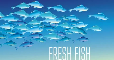 Group of fresh fish vector illustration for header, web, print, card and invi Illustrazione stock