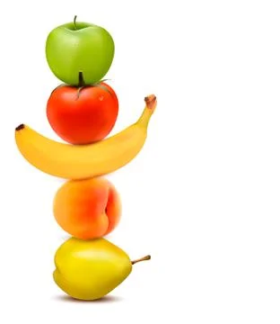 Group of fresh fruit. dieting concept. vector. Stock Illustration