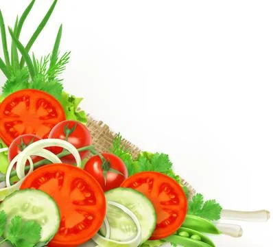 Group of fresh vegetables, vector design element Stock Illustration