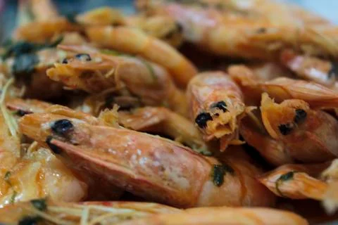 Group of fried prawns Stock Photos