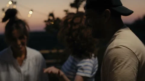 Group of friends dancing at the party in top of the roof Stock-Footage 203956775