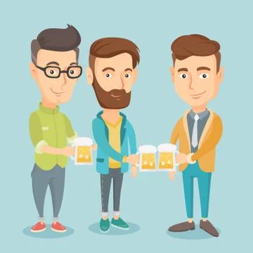 Group of friends enjoying beer at pub Stock Illustration