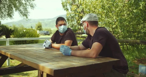 Group of friends going out after coronavirus lockdown. Lifestyle moments during Stock Footage 137898372