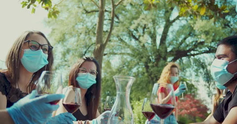 Group of friends going out after coronavirus lockdown. Lifestyle moments during Stock Footage 137898774