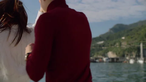 Group of friends having fun and looking out at the beautiful landscape of the Am Stock Footage 199463508