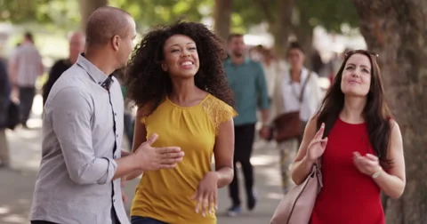 Group of friends having fun in a city. Shot on RED Epic. Stock Footage 56031691