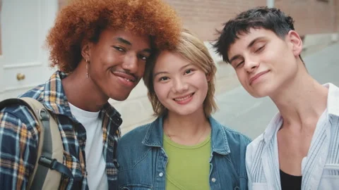 Group of friends looking at the camera with smile Stock Footage 255965580