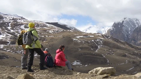 Group of friends in the mountains Stock Footage 87643807
