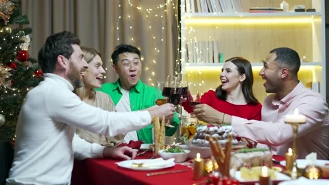 Group friends nice attractive lovely smart stylish cheerful cheery positive glad Stock Footage 219894591