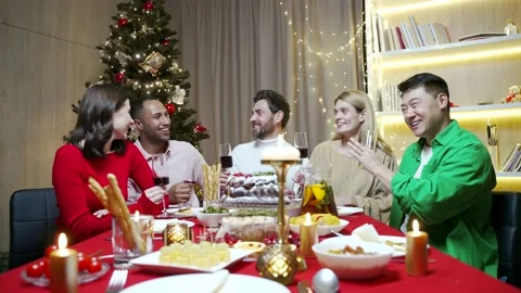 Group friends nice attractive lovely smart stylish cheerful cheery positive glad Stock Footage 219911871